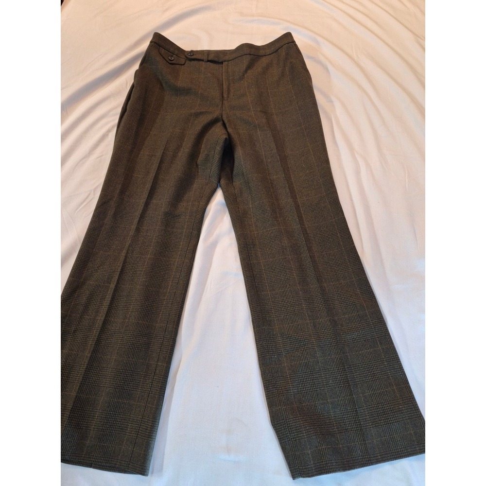 Lauren RL Brown Glen Plaid 100% Wool Wide Leg Trousers Pants
14W 36x30 Preppy - Picture 4 of 8